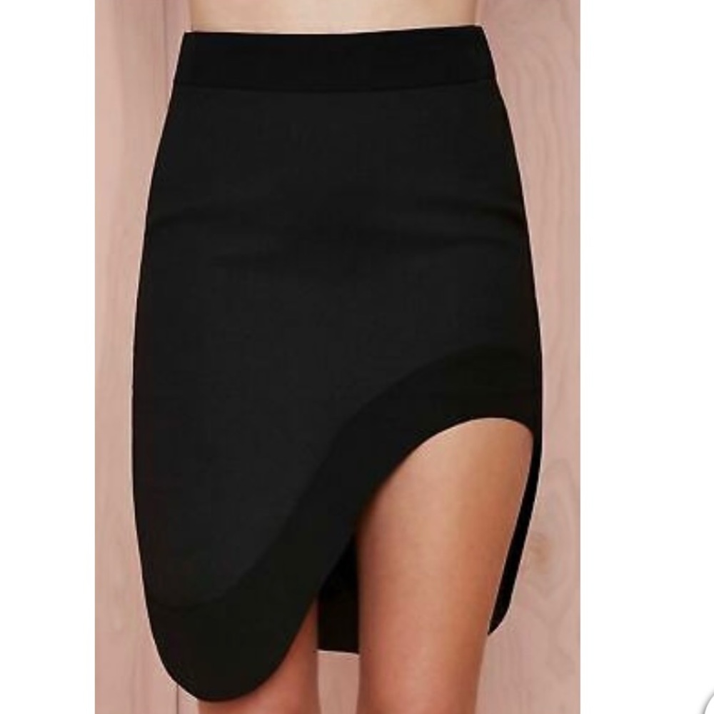 Black nasty gal asymmetrical skirt size small